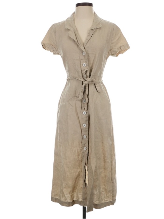 Quince Dresses & Skirts - Quince 100% European Linen Button Front Dress XS Driftwood Midi Coastal Summer